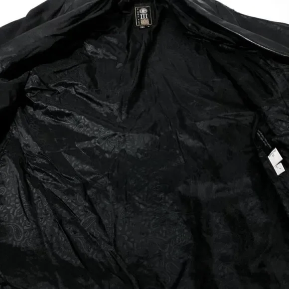 VINTAGE Black 100% Leather Western Cowboy Button Down Rancher Coat Jacket Small - Picture 8 of 9